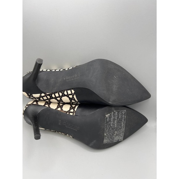 CharlesCharles David calf hair black/off white geometric print heels/pumps  sz11 - Picture 7 of 10